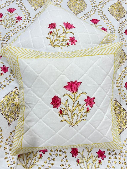 Hand Block Printed Cotton Cushion Cover (16 by 16 - Set of 5 cushion covers )