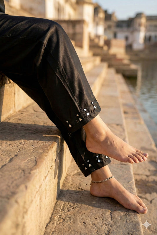 Elegant Mashru Pant With Kutch Mirror Work Size - 38 - 48