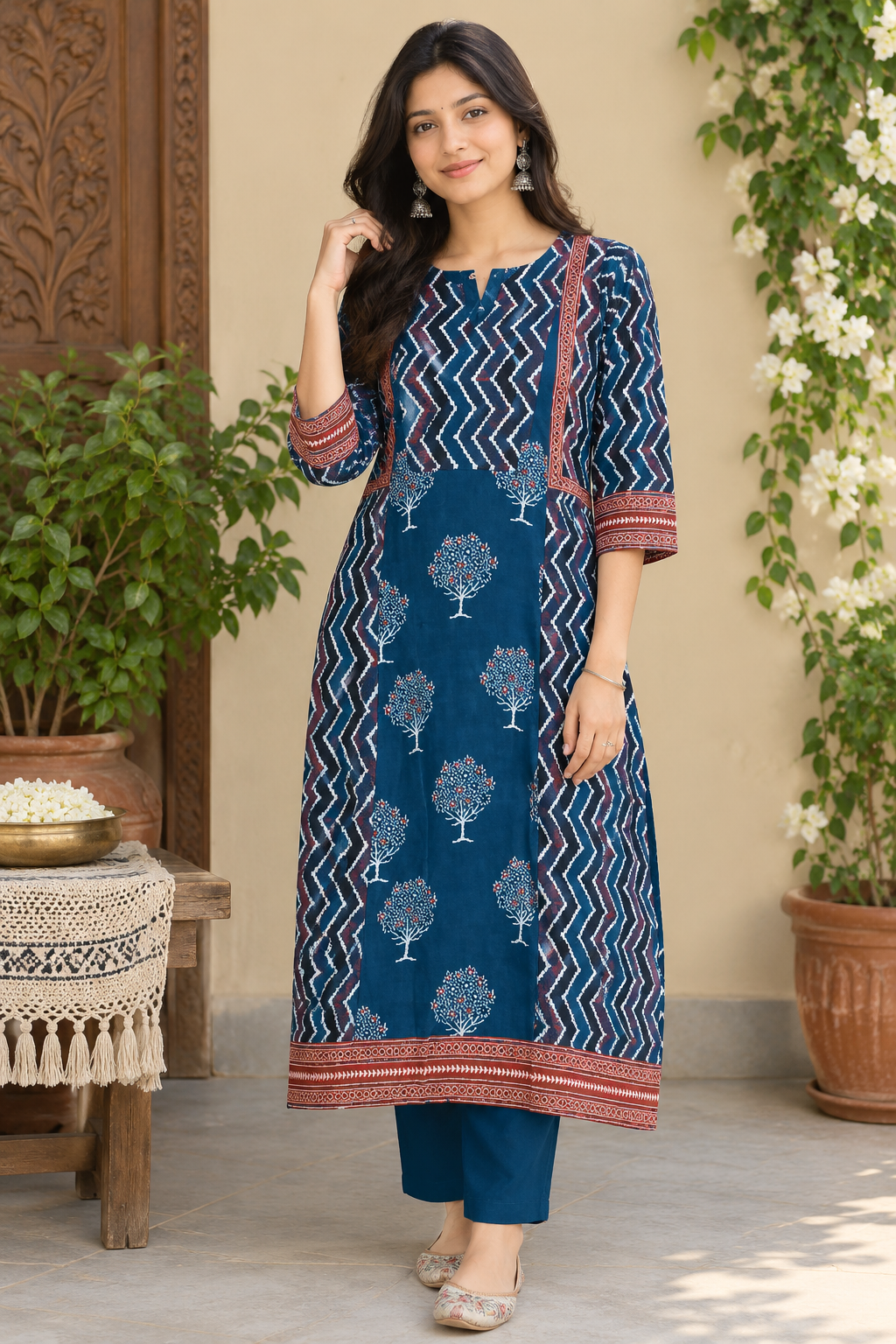 Designer Ajrakh Cotton Kurta - Size 38 to 44 ( all sizes)