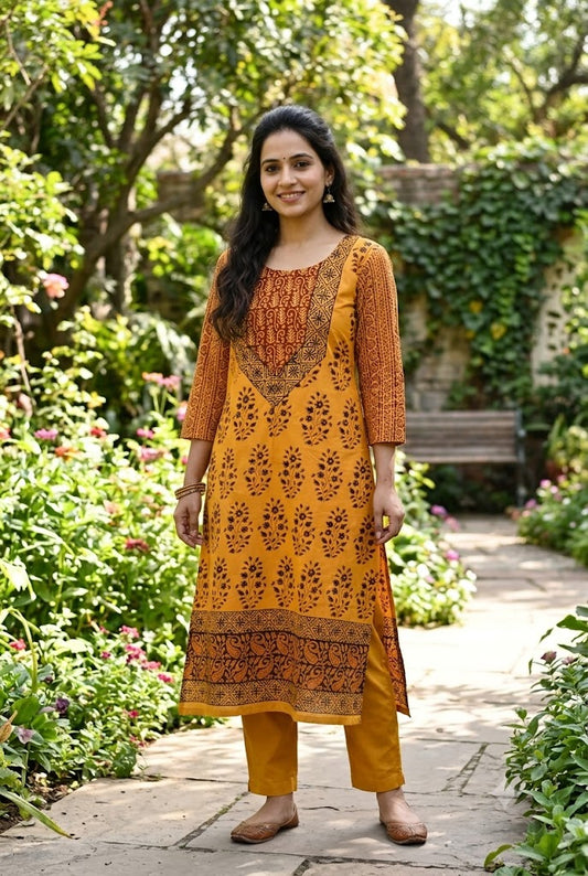 Beautiful Hand Block Printed Bagh cotton  Kurta - Size 38