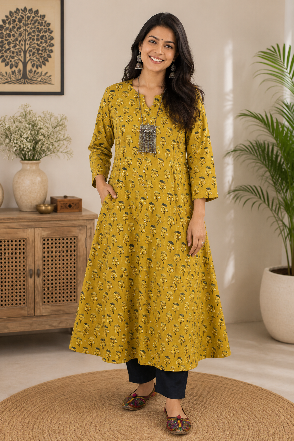 Designer Hand Block Printed Ajrakh cotton Kurta  - Size 38 to 48 ( all sizes)