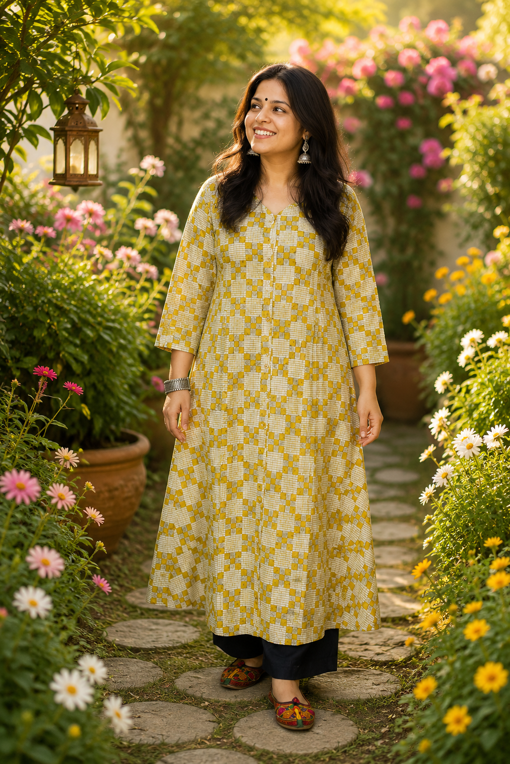 Designer Hand Block Printed Cotton Kurta / Dress - Size 38 to 48 ( all sizes)