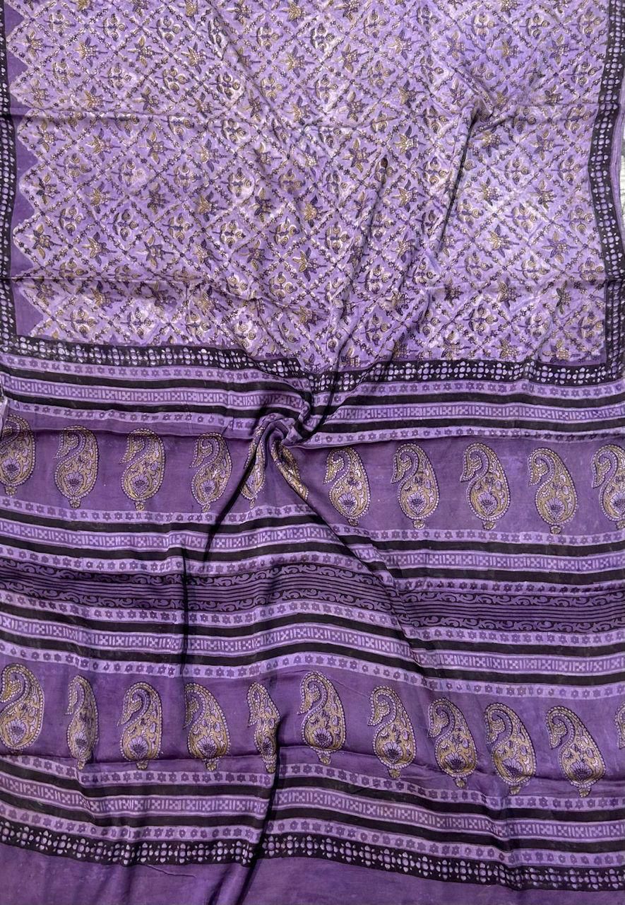 Earthy & Subtle Hand Block Printed Vanaspati Ajrakh Modal Silk Saree with blouse