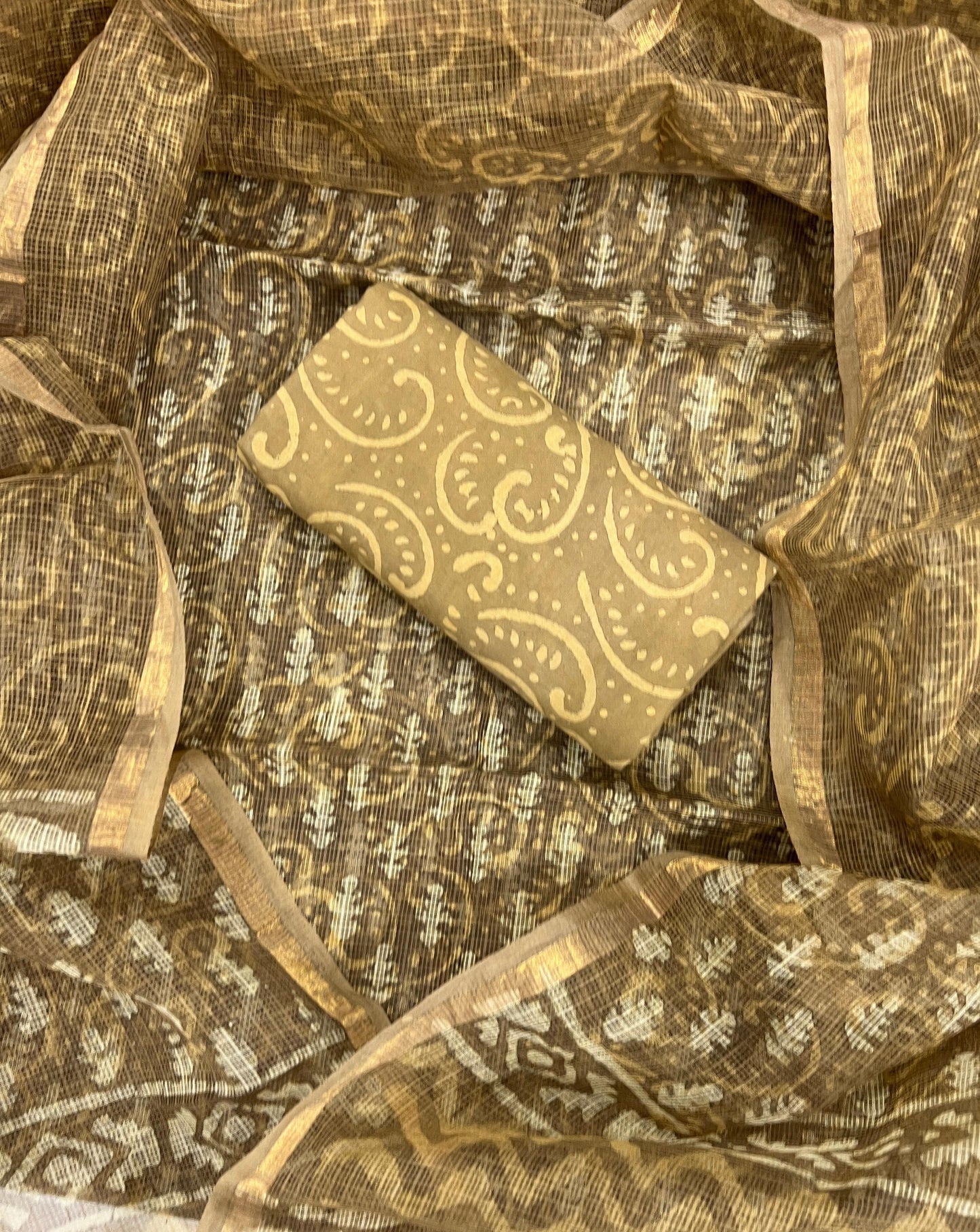 Beautiful Hand Block printed Kota Doria cotton suit