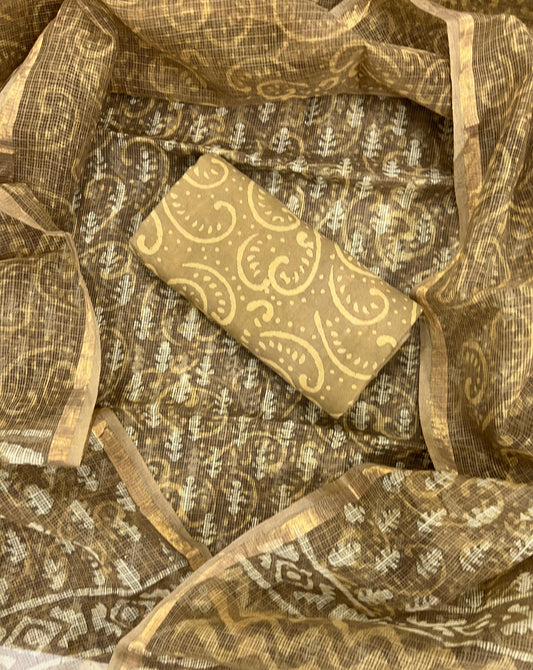 Beautiful Hand Block printed Kota Doria cotton suit