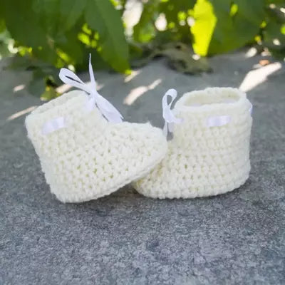 Set of 2 - Handmade Woolen Baby Booties set - Size 0 to 6 months