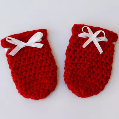 Set of 2 - Handmade Woolen Baby Mitten & Booties set - Size 0 to 6 months