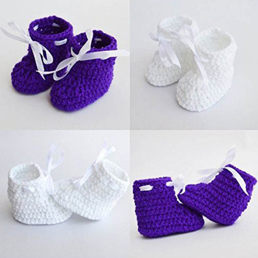 Set of 2 - Handmade Woolen Baby Booties set - Size 0 to 6 months