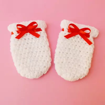 Set of 2 - Handmade Woolen Baby Mitten & Booties set - Size 0 to 6 months