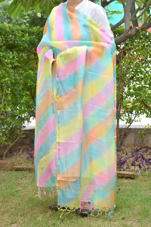 Leheriya Tie Dye Kota silk dupatta