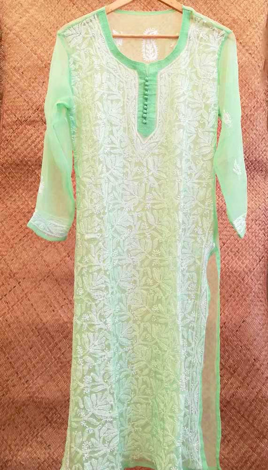 Elegant Georgette Long Kurta with Chikankari Size - 42