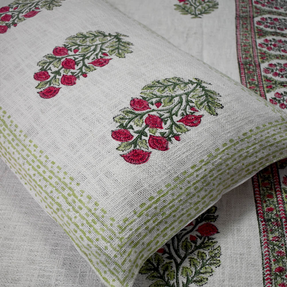 Hand block printed Textured Woven Cotton Single Bed sheet with Single ( 1 ) pillow cover