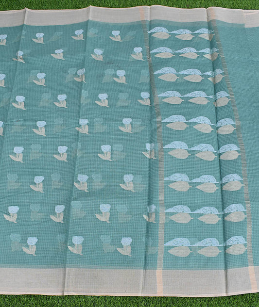 Beautiful Kota Cotton Saree with gold & silver Zari bootis