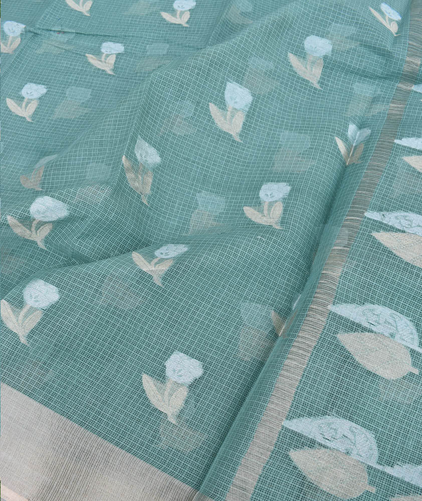 Beautiful Kota Cotton Saree with gold & silver Zari bootis