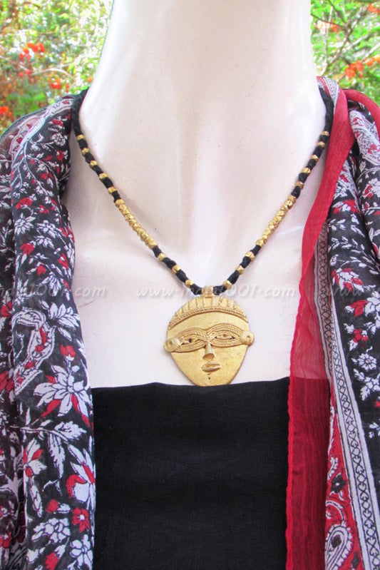 Thread necklace with Beads & Antique Pendant