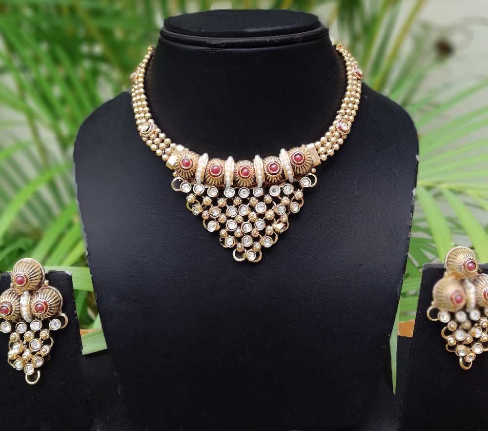 Designer Polki & Pearl Necklace Set