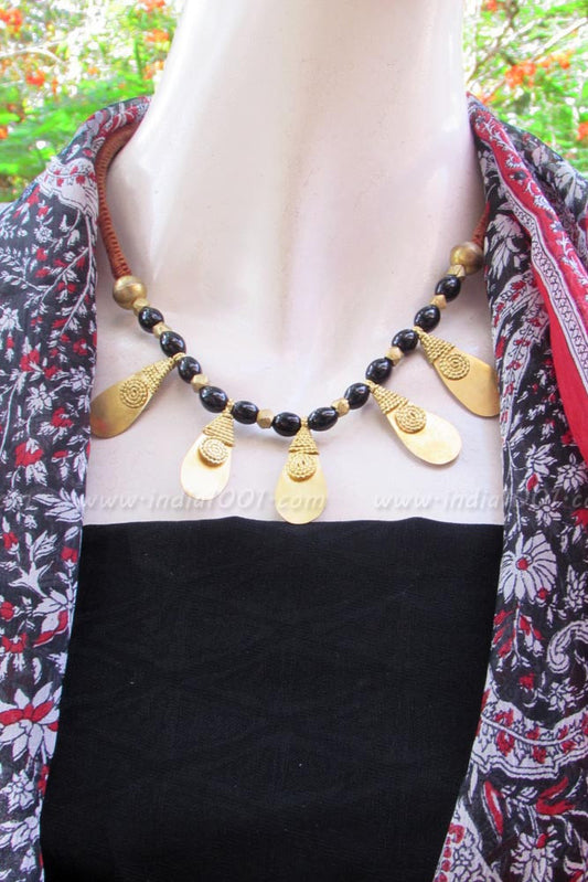 Thread necklace with Beads & Antique Pendant