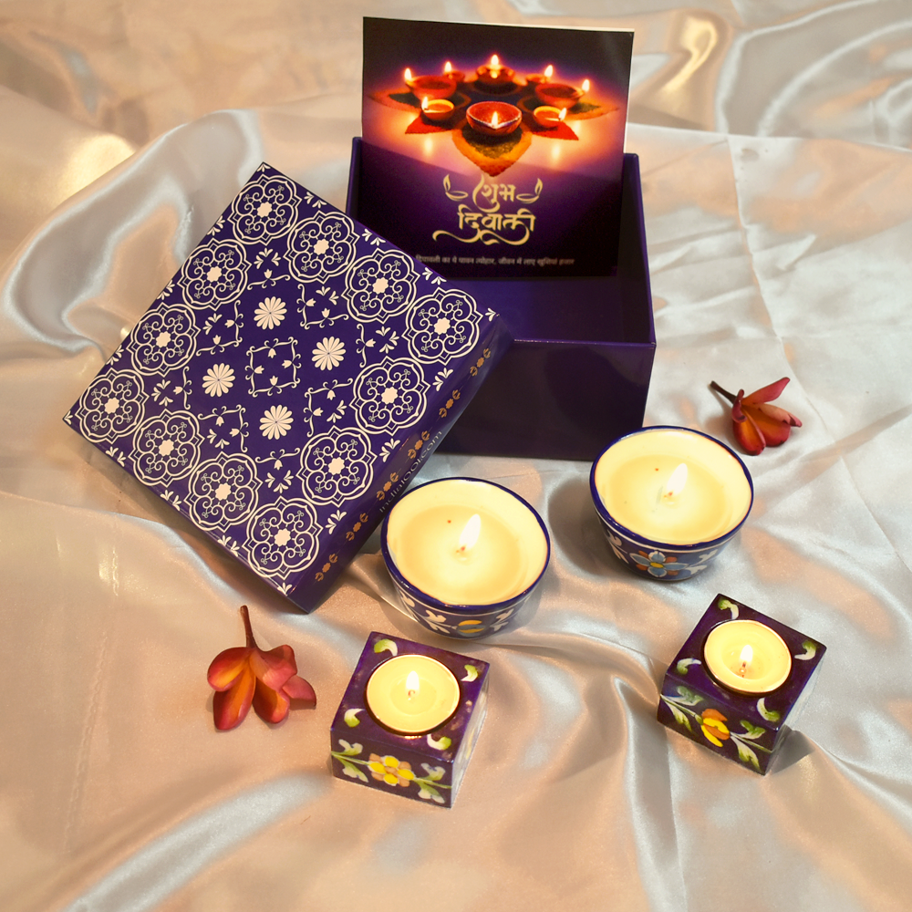 Samriddhi Diwali Hamper with Handcrafted Jaipur Blue Pottery - समृद्धि