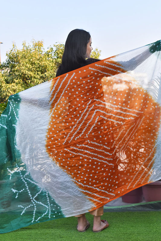 Hand crafted Tie & Dye Bandhani Art Silk Dupatta