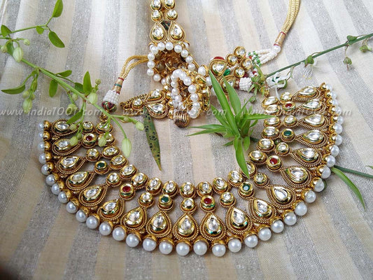 Designer Pearl & Polki Necklace Set