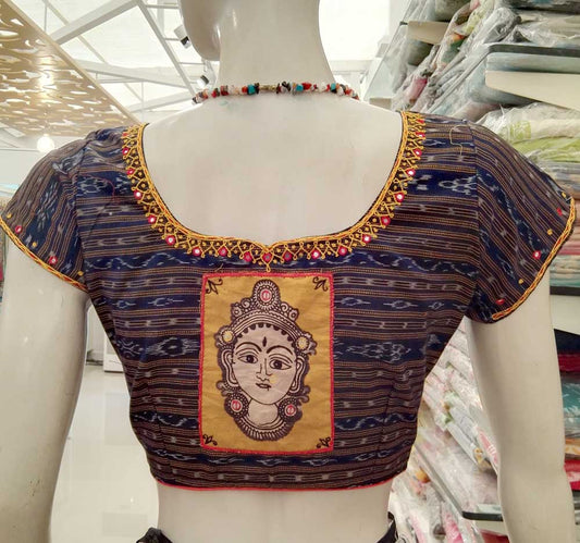 Ikkkat Cotton Blouse with Hand Embroidery & Patch work