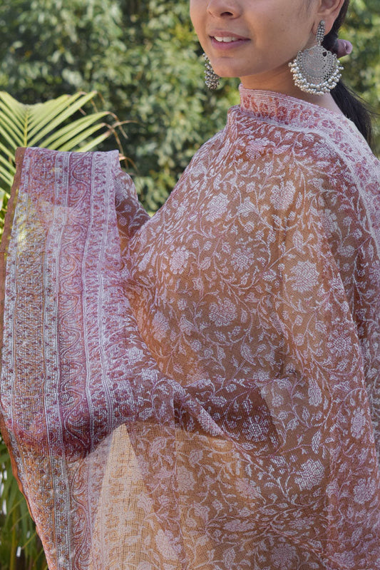 Hand Block Printed Kota Cotton Dupatta