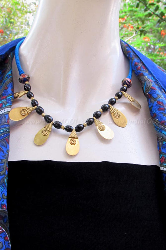 Thread necklace with Beads & Antique Pendant