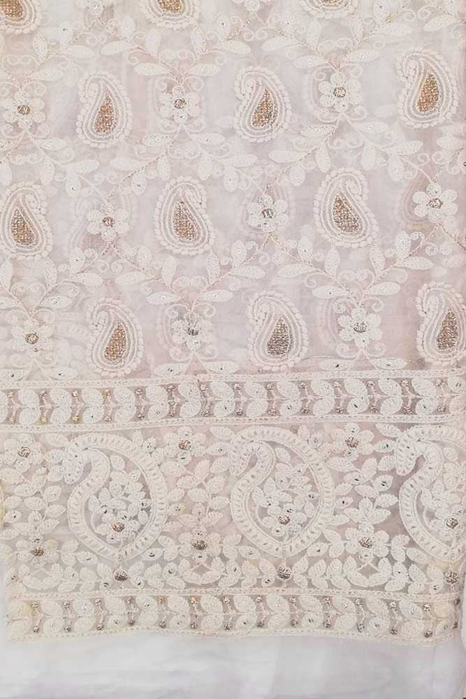 Georgette Kurta Fabric with embroidery & zari work