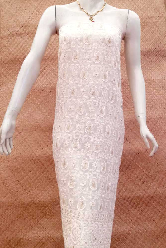 Georgette Kurta Fabric with embroidery & zari work