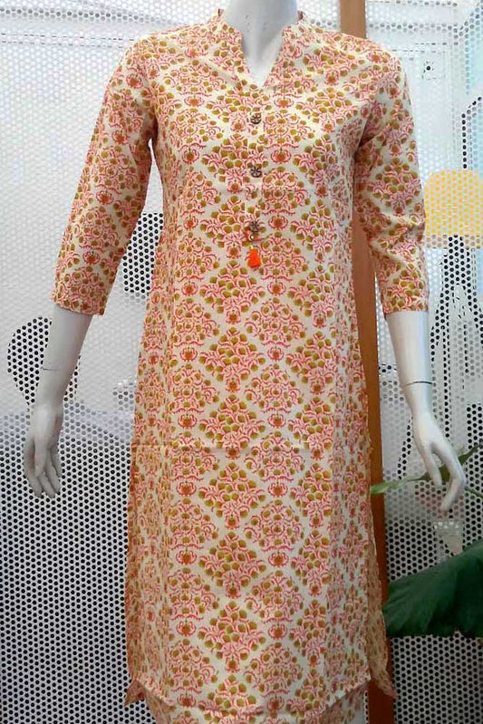 Elegant cotton Block Printed  Long Kurta