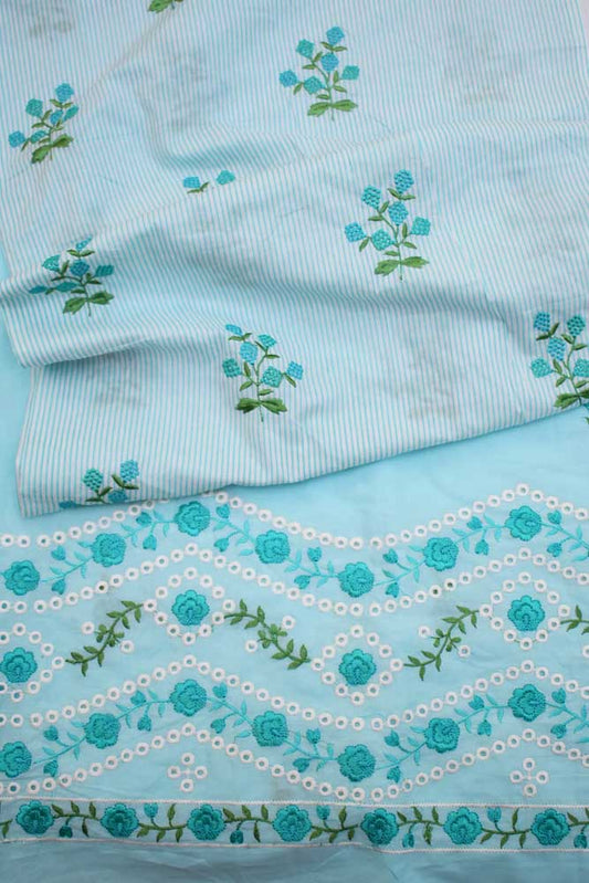 Embroidered Cotton Fabric combo ( set of 2 cut pcs)