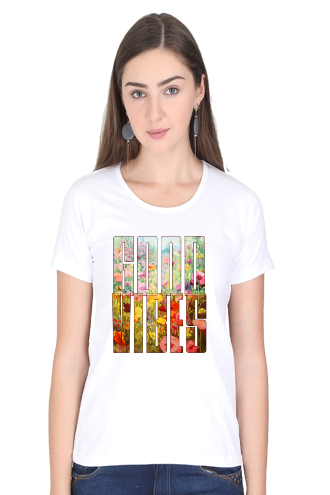 Good Vibes Floral Womens T-Shirt