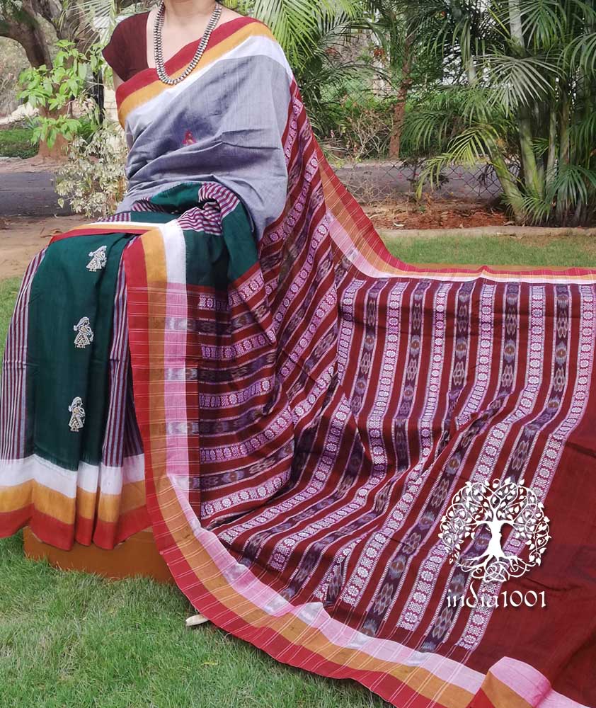 Elegant Handwoven Doll Bomkai cotton Saree