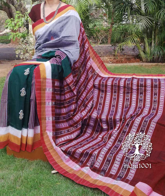 Elegant Handwoven Doll Bomkai cotton Saree