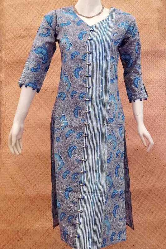 Long Cottton Kurta with Badla Work