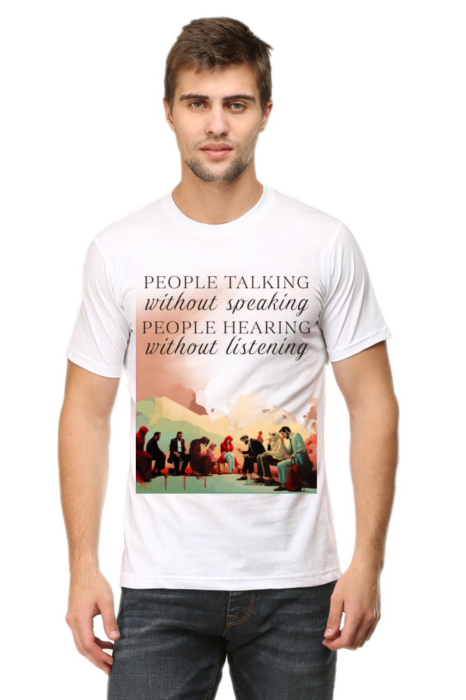 People talking without Classic Unisex Round neck T-shirt