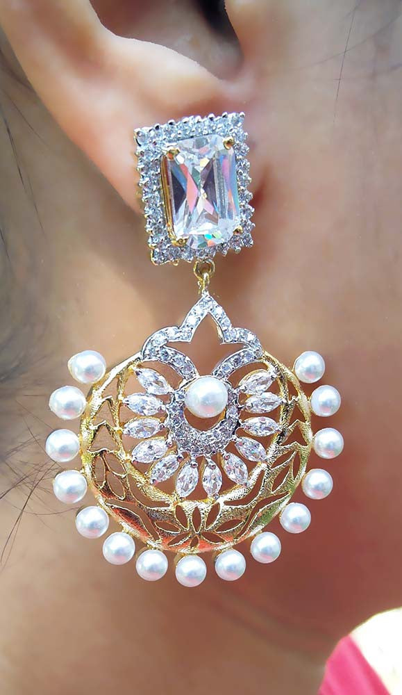 Elegant AD & Pearl Earrings