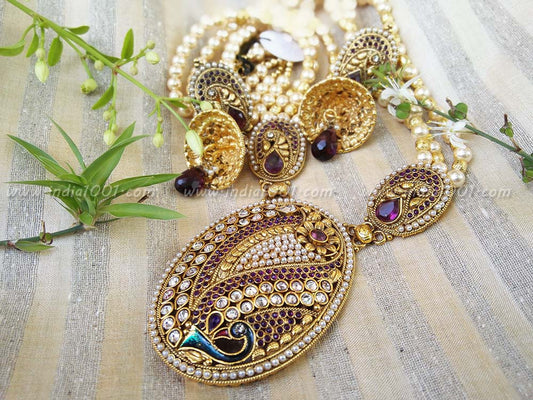 Designer Kundan, Meenakari & Pearl Necklace Set