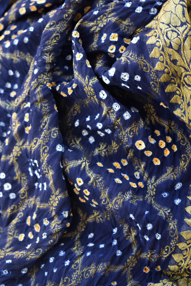 Beautiful Hand Crafted Bandhani Georgette Banarasi dupatta