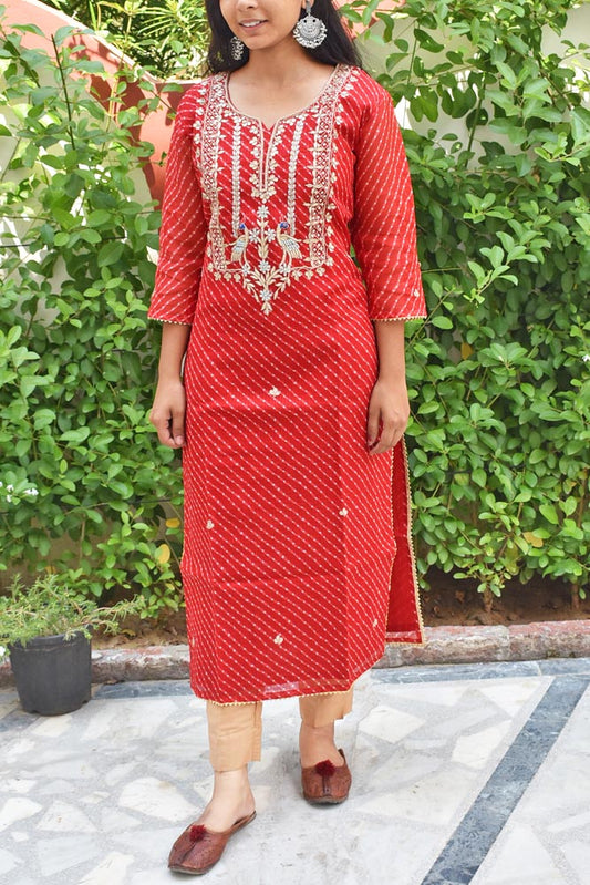 Beautiful kota si-co kurta with Hand Embroidery - 38
