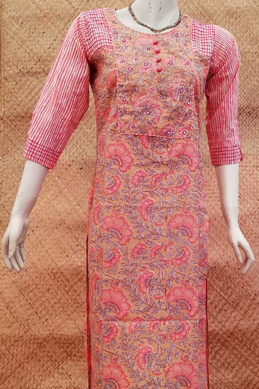 Long Cottton Kurta with Badla Work