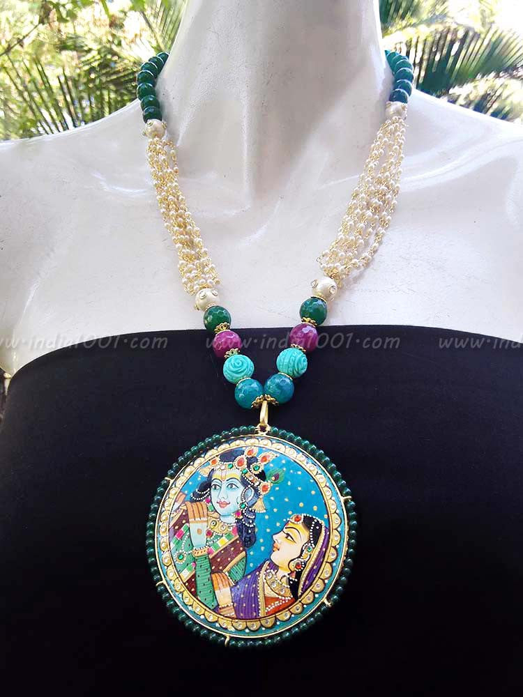 Designer & Elegant Hand Painted Necklace Set with beads