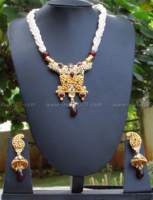 Designer Pearl & Polki Necklace Set