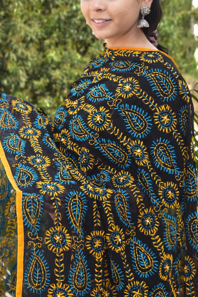 Gorgeous Hand Embroidered Georgette Dupatta