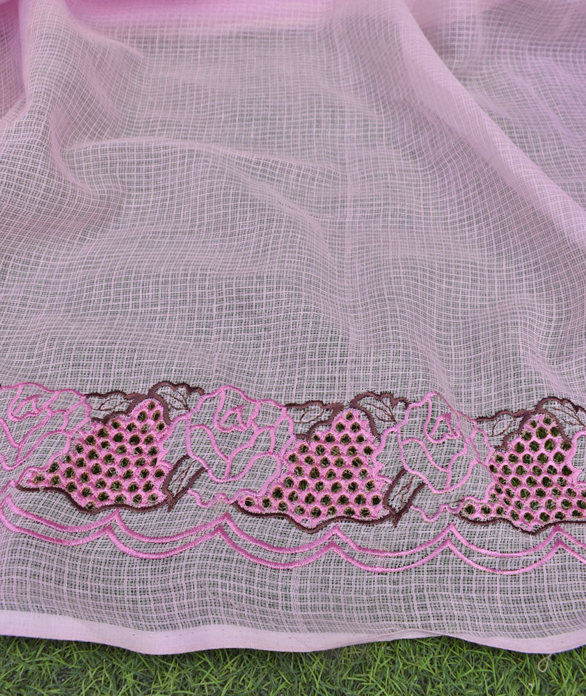 Elegant Kota Doria Cotton saree with Cut work & Embroidery ( with blouse piece)