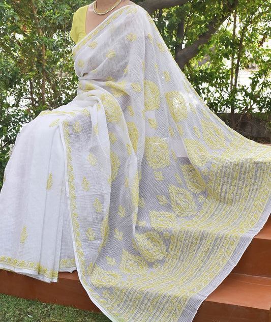 Elegant Kota cotton Saree with Hand Lucknowi Chikankari work ( without BP)