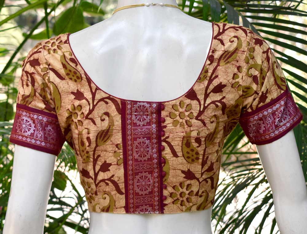 Batik & Woven Ikkat cotton Blouse - Size 36 , 38 , 40 , 42 , 44