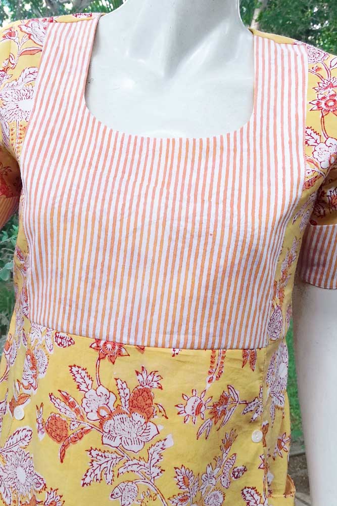 Elegant A line Cotton kurta/ dress with yoke and pockets