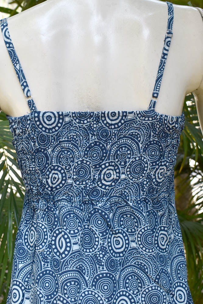 Elegant Block Printed Cotton dress with adjustable shoulder strap length
