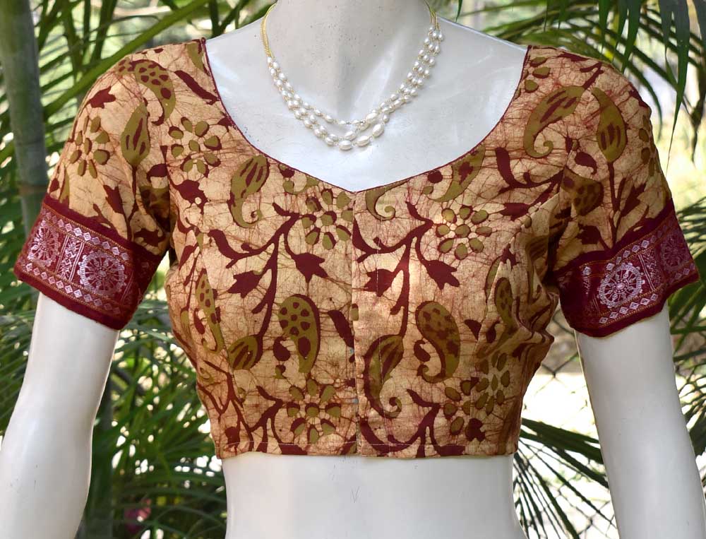 Batik & Woven Ikkat cotton Blouse - Size 36 , 38 , 40 , 42 , 44